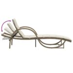 Chaises longues lot de 2 avec coussins beige résine tressée – Image 6