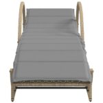 Chaises longues lot de 2 avec coussins beige résine tressée – Image 2