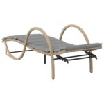 Chaises longues lot de 2 avec coussins beige résine tressée – Image 4