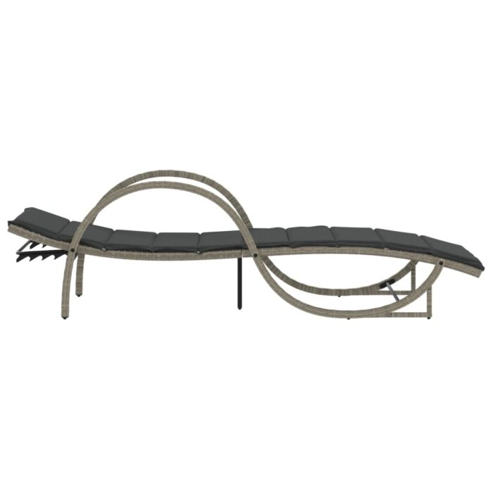 Chaises longues lot de 2 et coussins gris clair résine tressée – Image 3