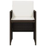 Chaises de jardin avec coussins lot de 4 marron résine tressée – Image 3