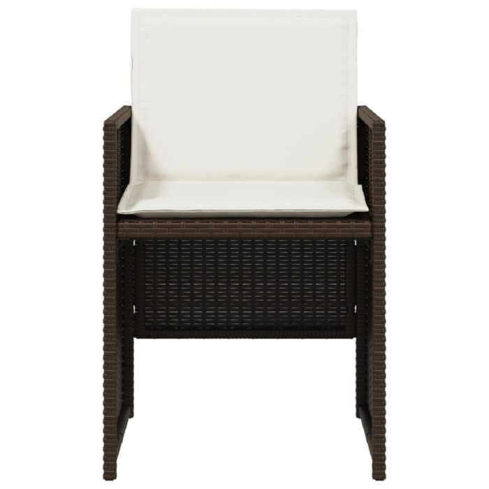 Chaises de jardin avec coussins lot de 4 marron résine tressée – Image 3