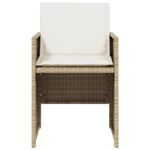 Chaises de jardin avec coussins lot de 4 beige résine tressée – Image 3