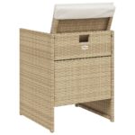 Chaises de jardin avec coussins lot de 4 beige résine tressée – Image 5