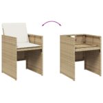 Chaises de jardin avec coussins lot de 4 beige résine tressée – Image 6