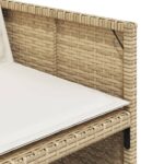 Chaises de jardin avec coussins lot de 4 beige résine tressée – Image 8