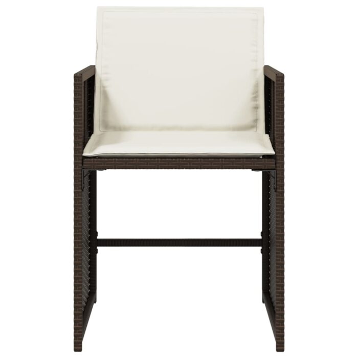 Chaises de jardin avec coussins lot de 4 marron résine tressée – Image 3