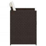 Chaises de jardin avec coussins lot de 4 marron résine tressée – Image 4