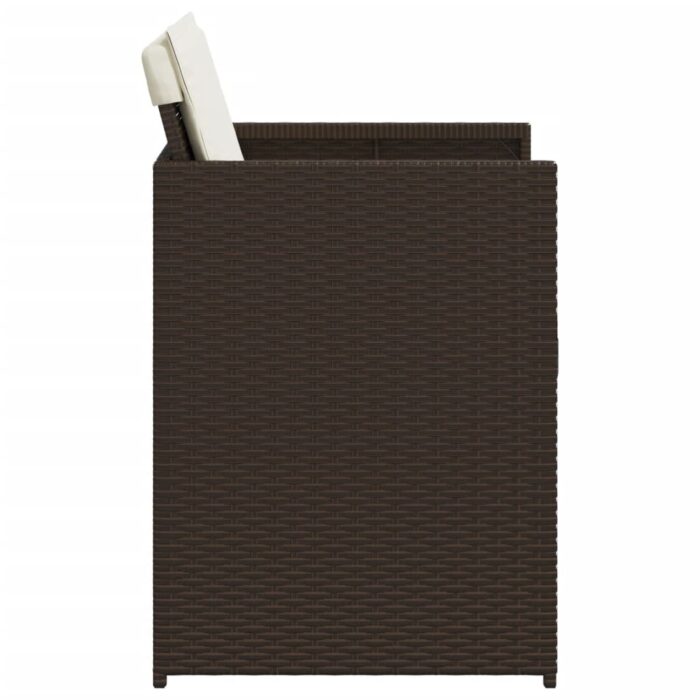 Chaises de jardin avec coussins lot de 4 marron résine tressée – Image 4