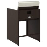 Chaises de jardin avec coussins lot de 4 marron résine tressée – Image 5