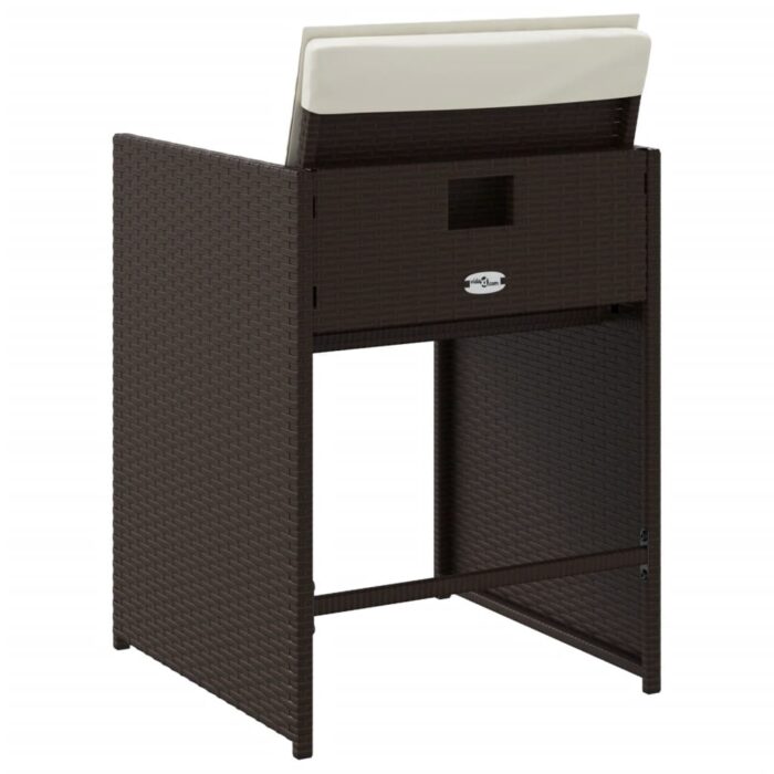 Chaises de jardin avec coussins lot de 4 marron résine tressée – Image 5