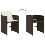 Chaises de jardin avec coussins lot de 4 marron résine tressée – Image 6