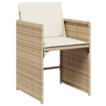 Chaises de jardin avec coussins lot de 4 beige résine tressée – Image 2