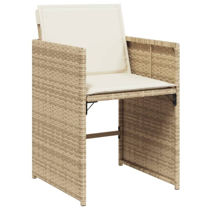 Chaises de jardin avec coussins lot de 4 beige résine tressée – Image 2