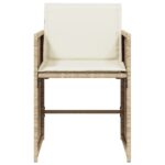 Chaises de jardin avec coussins lot de 4 beige résine tressée – Image 3