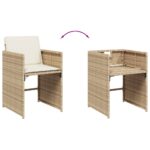 Chaises de jardin avec coussins lot de 4 beige résine tressée – Image 6
