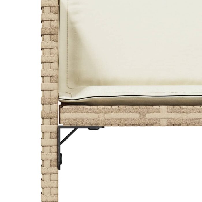 Chaises de jardin avec coussins lot de 4 beige résine tressée – Image 7