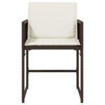 Chaises de jardin avec coussins lot de 4 marron résine tressée – Image 3