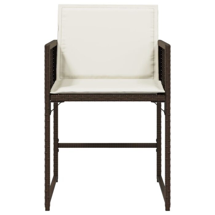 Chaises de jardin avec coussins lot de 4 marron résine tressée – Image 3