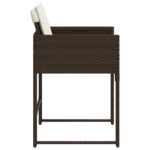 Chaises de jardin avec coussins lot de 4 marron résine tressée – Image 4