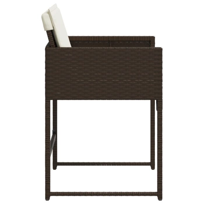 Chaises de jardin avec coussins lot de 4 marron résine tressée – Image 4