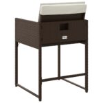 Chaises de jardin avec coussins lot de 4 marron résine tressée – Image 5