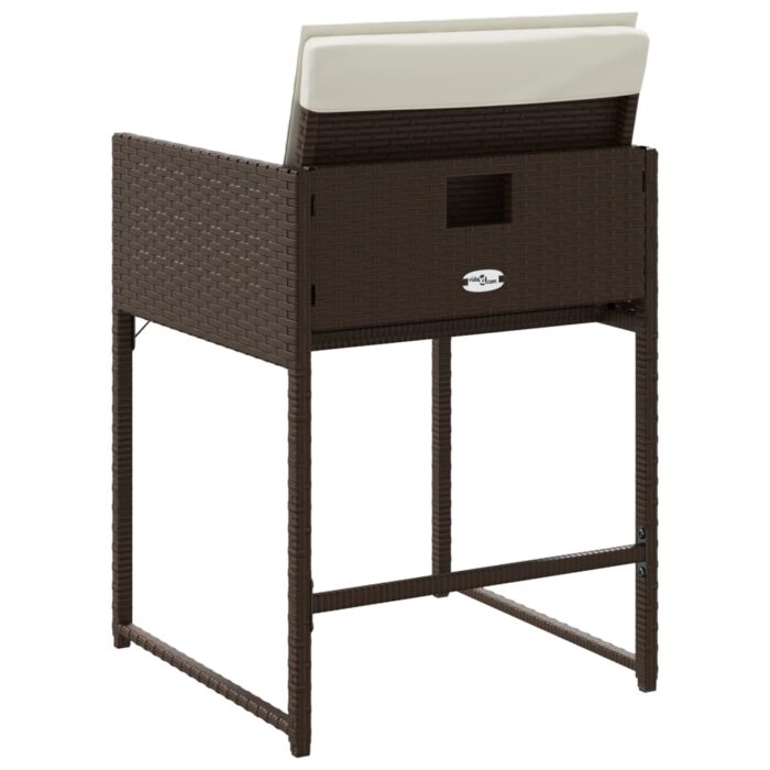Chaises de jardin avec coussins lot de 4 marron résine tressée – Image 5