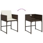 Chaises de jardin avec coussins lot de 4 marron résine tressée – Image 6