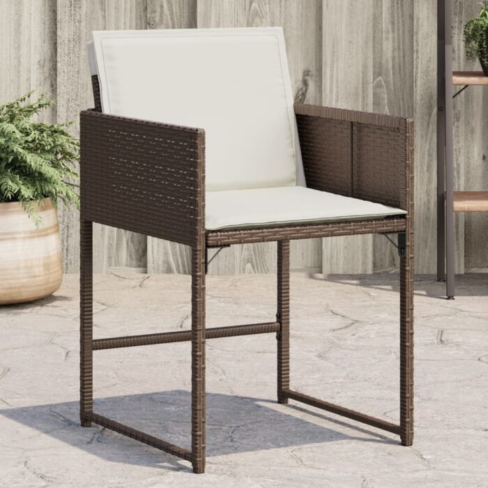 VXL8721102534737_m_en_hd_1.jpg Chaises de jardin avec coussins lot de 4 marron résine tressée – Image 1