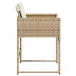 Chaises de jardin avec coussins lot de 4 beige résine tressée – Image 4