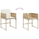 Chaises de jardin avec coussins lot de 4 beige résine tressée – Image 6