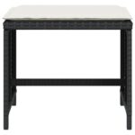 Tabourets de jardin et coussins lot de 4 noir 40x40x35 cm rotin – Image 3