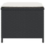 Tabourets de jardin et coussins lot de 4 noir 40x40x35 cm rotin – Image 4