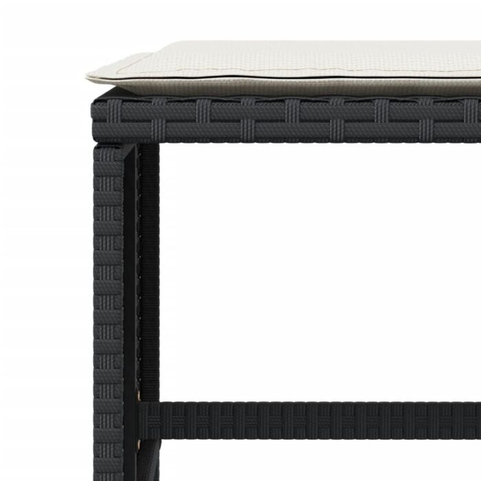 Tabourets de jardin et coussins lot de 4 noir 40x40x35 cm rotin – Image 6