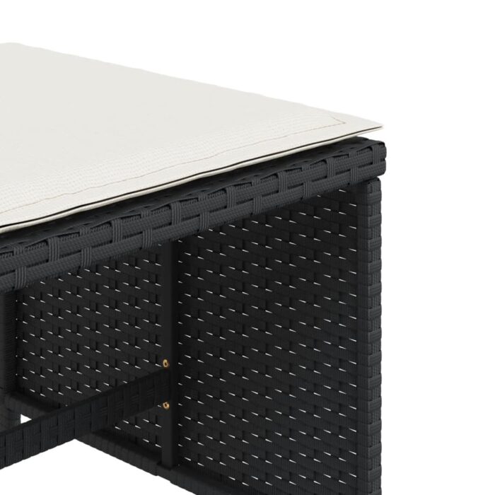 Tabourets de jardin et coussins lot de 4 noir 40x40x35 cm rotin – Image 7