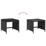 Tabourets de jardin avec coussins 4 pcs noir 40x40x35 cm rotin – Image 5