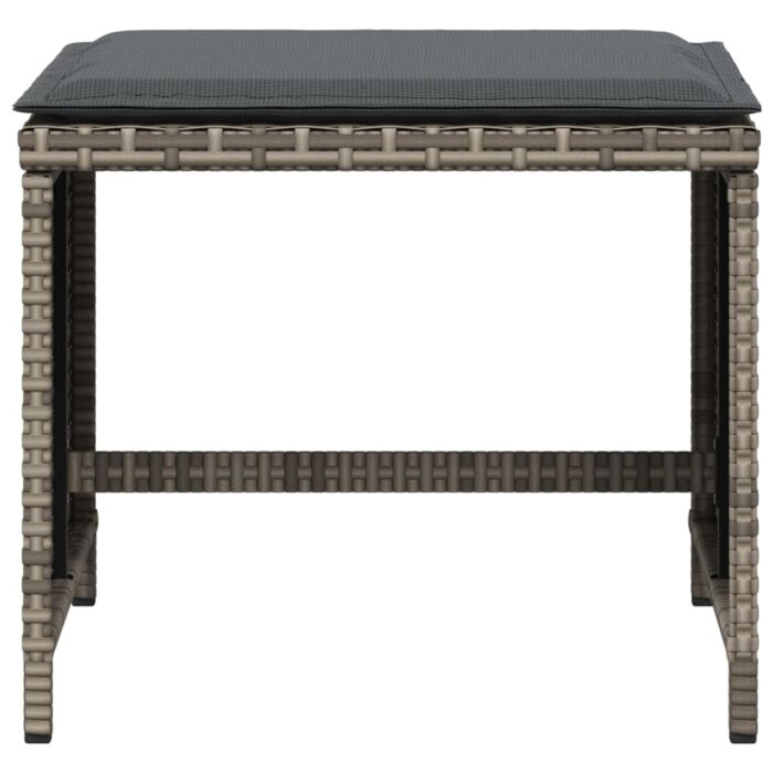 Tabourets de jardin avec coussins lot de 4 gris résine tressée – Image 3