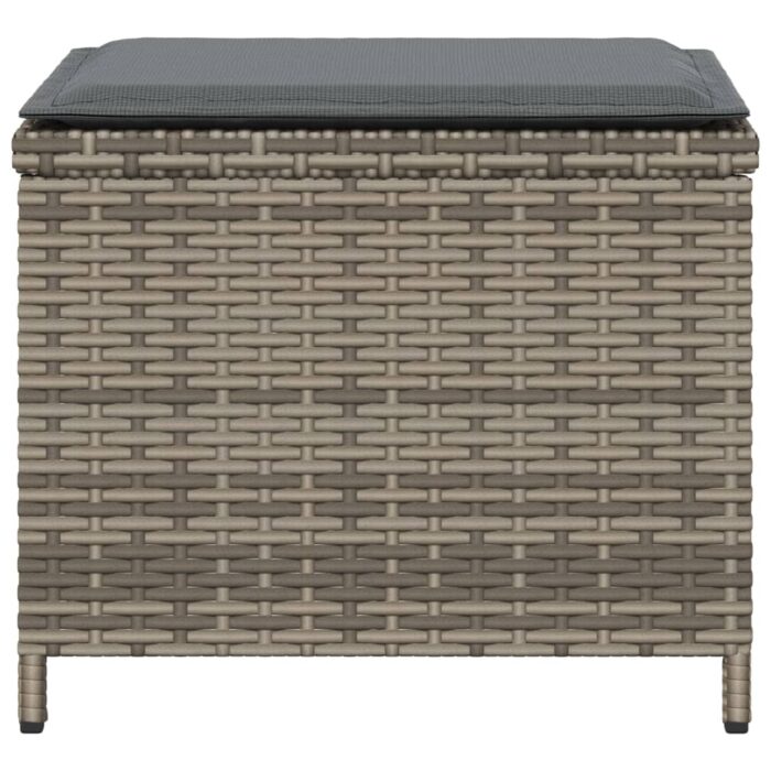 Tabourets de jardin avec coussins lot de 4 gris résine tressée – Image 4