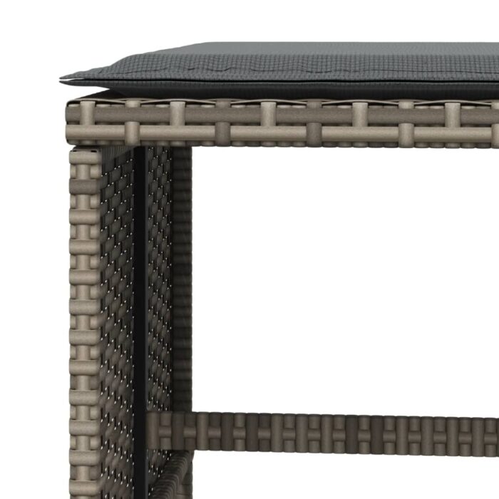 Tabourets de jardin avec coussins lot de 4 gris résine tressée – Image 6
