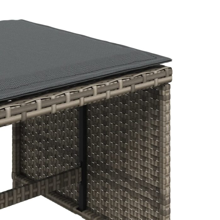 Tabourets de jardin avec coussins lot de 4 gris résine tressée – Image 7
