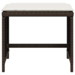 Tabourets de jardin avec coussins 4pcs marron 40x40x35 cm rotin – Image 3