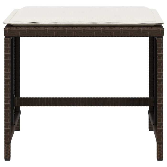 Tabourets de jardin avec coussins 4pcs marron 40x40x35 cm rotin – Image 3
