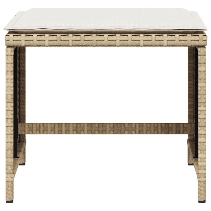 Tabourets de jardin avec coussins lot de 4 beige résine tressée – Image 3