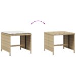 Tabourets de jardin avec coussins lot de 4 beige résine tressée – Image 5