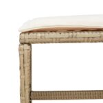 Tabourets de jardin avec coussins lot de 4 beige résine tressée – Image 6