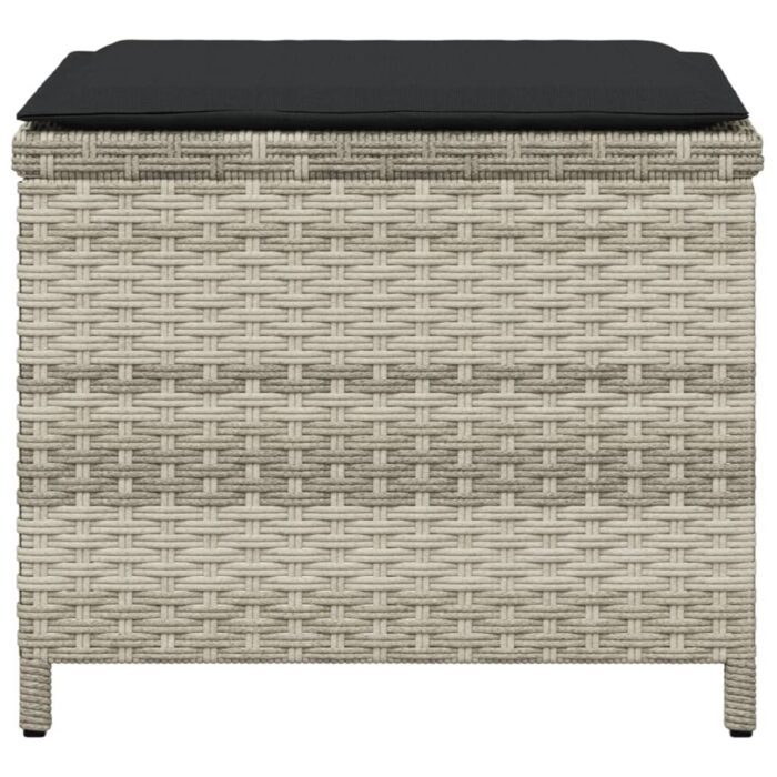 Tabourets de jardin coussins lot de 4 gris clair résine tressée – Image 4