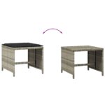Tabourets de jardin coussins lot de 4 gris clair résine tressée – Image 5