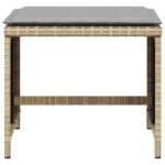 Tabourets de jardin et coussins lot de 4 mélange beige rotin – Image 3