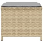 Tabourets de jardin et coussins lot de 4 mélange beige rotin – Image 4
