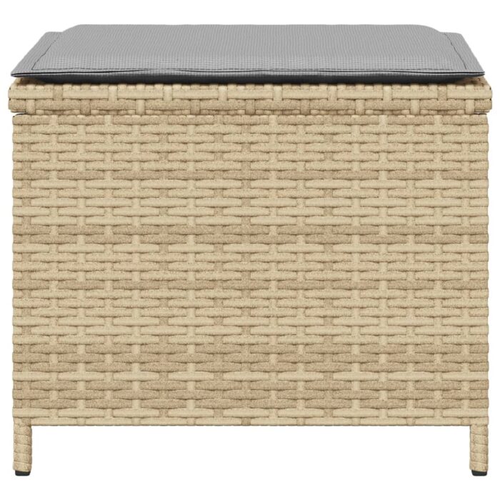 Tabourets de jardin et coussins lot de 4 mélange beige rotin – Image 4
